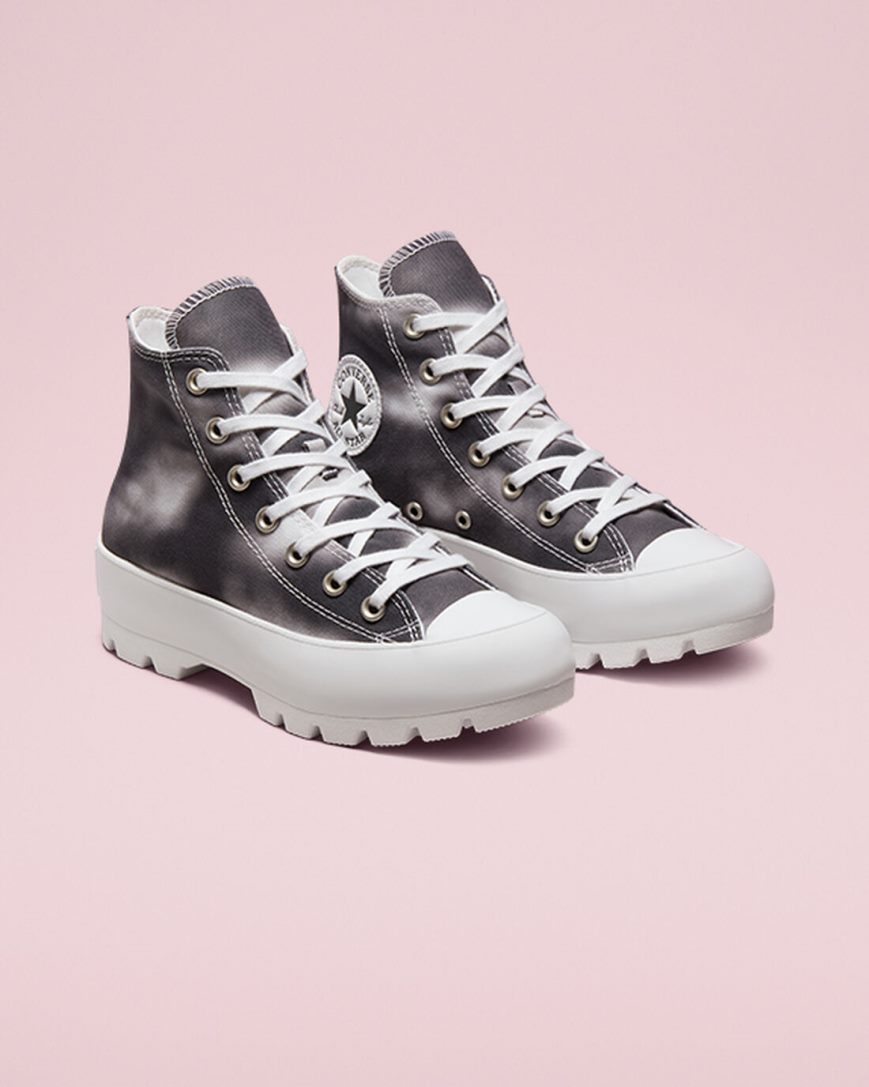 Women's Converse Muted Cloud Wash Lugged Chuck Taylor All Star High Top Shoes Silver / White | AU 690ECF